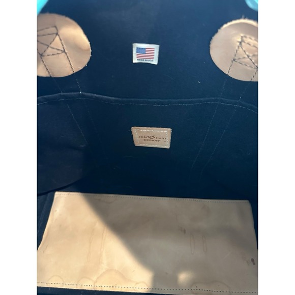 Jon Hart The Weekender Travel Bag Blue Coated Canvas Duffle Tote Luggage - Picture 10 of 11